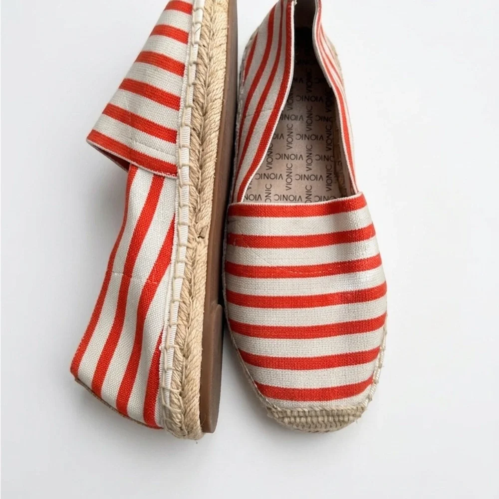 Vionic Orange Stripe Canvas Espadrille Slip-On - 8